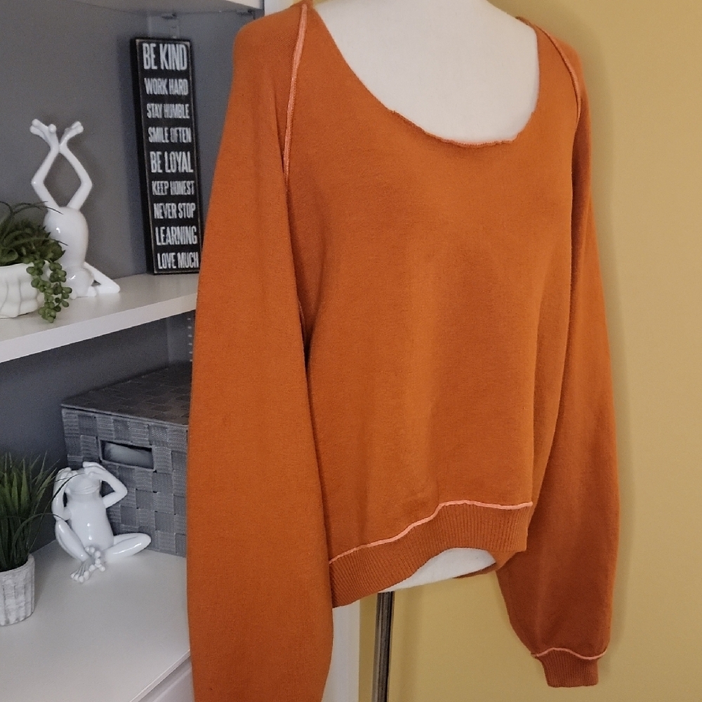 We The Free Burnt Orange Crew Neck Sweater - Picture 2 of 9